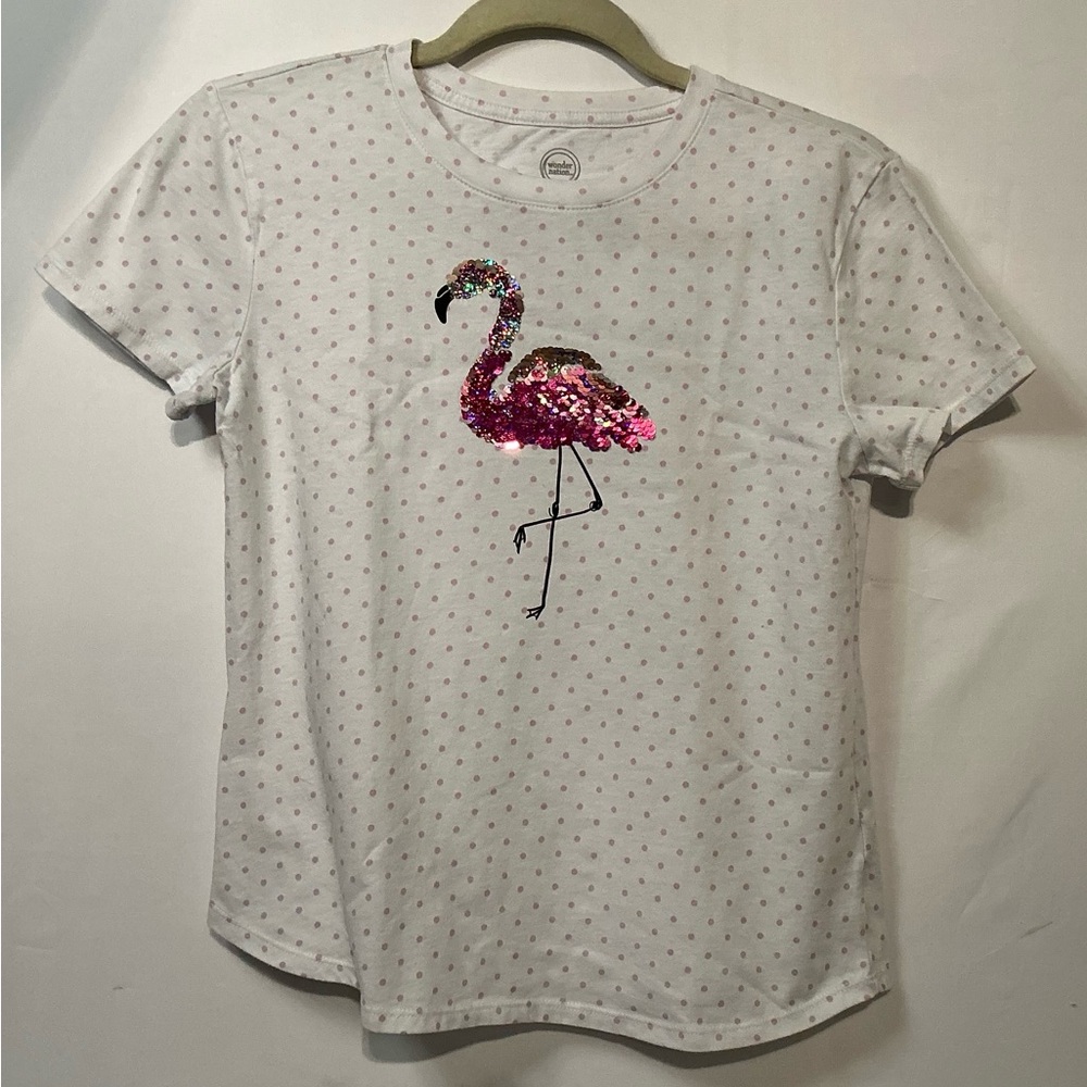 Wonder Nation Pink Sequin Flamingo Tee